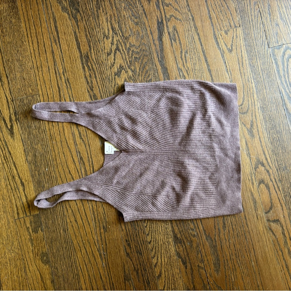 Brown Ribbed Knit Tank Top